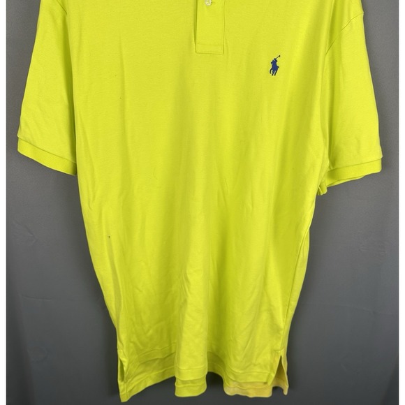 Polo Ralph Lauren Classic Fit Polo Shirt Mens Size Large Yellow Light Blue Pony‎ - Picture 6 of 7